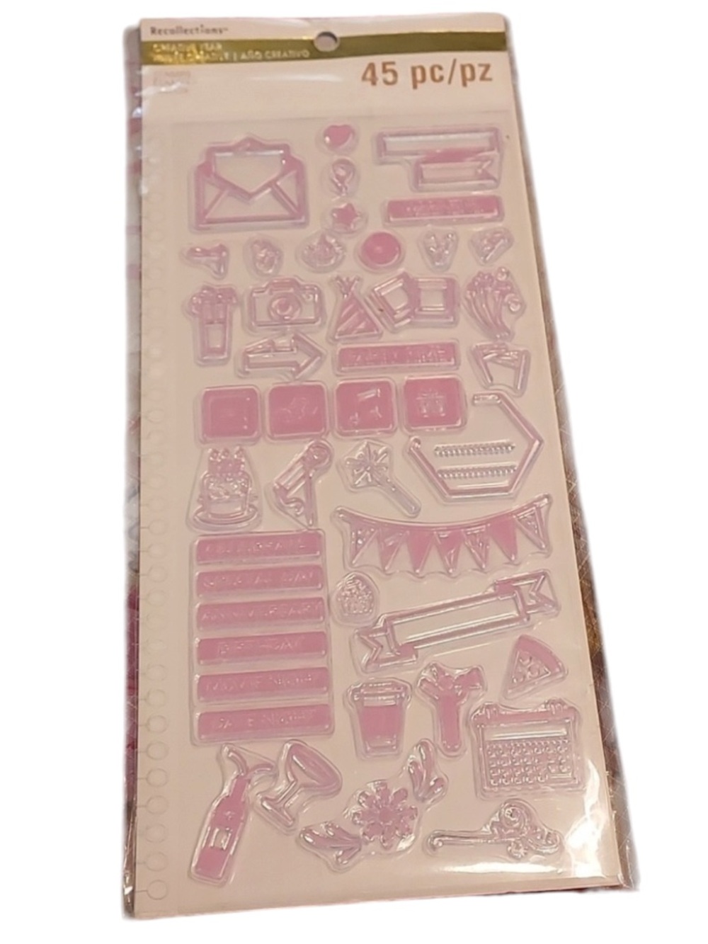 Recollections creative year stamps 45 pc Clear pink